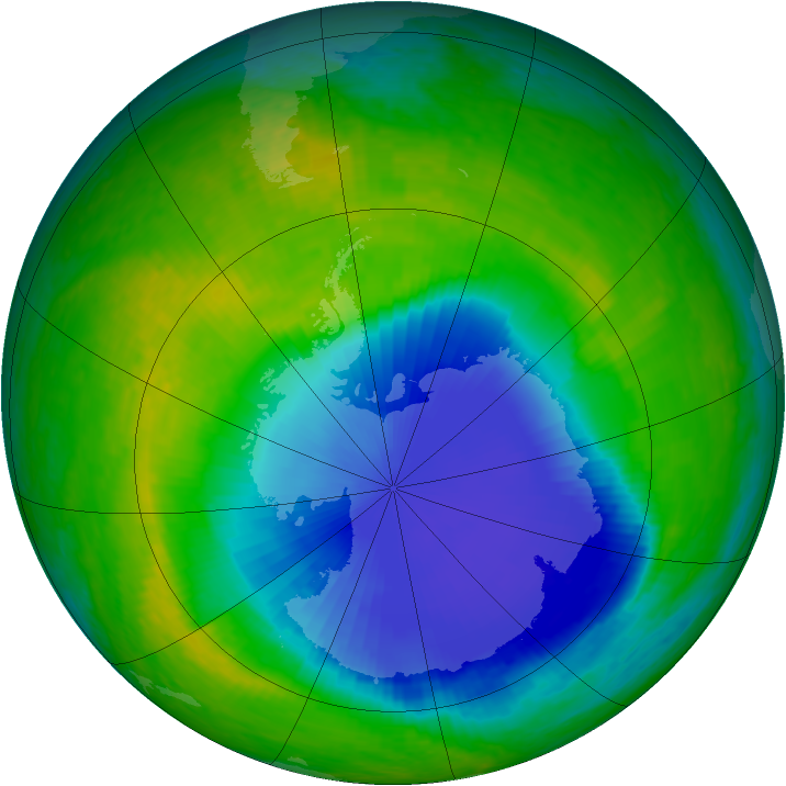 Antarctic ozone map for 23 November 2001